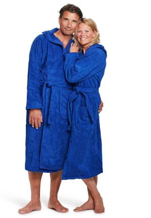 Capuchon badjas kobaltblauw - badstof