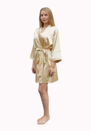 Satin-Luxury  dames kimono van satijn – champagne