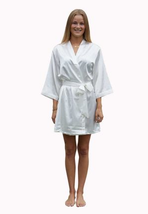 Satin-Luxury  dames kimono van satijn – wit