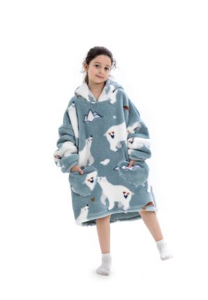 Huggle hoodie  kind fleece – ijsberen