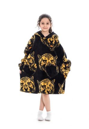 Huggle hoodie  kind fleece – tijgerkop