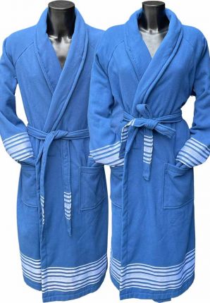 Badrock unisex hamam badjas van katoen - blauw