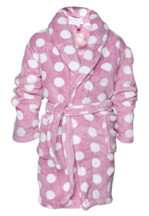 Fleece kinderbadjas / roze badjas met stippen