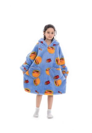 Badrock hoodie fleece – kind - thuistrui - Hamburgers & frietjes