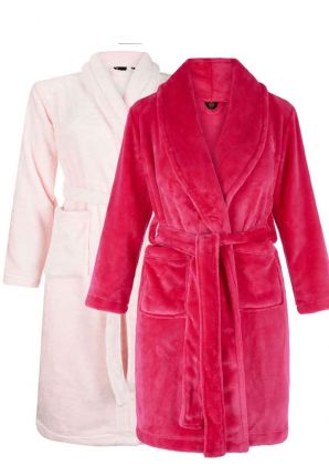 Meisjes kinderbadjas - 2 kleuren roze