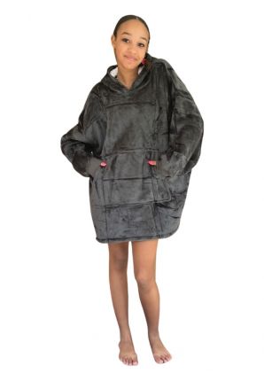 Snuggle hoodie kind fleece – thuistrui kind grijs