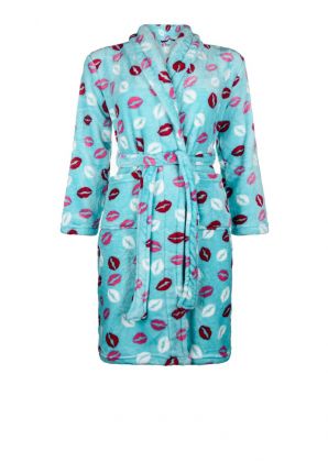 Fleece kinderbadjas met mondjes