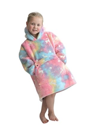 Badrock hoodie fleece – klein kind - thuistrui - unicorn glow