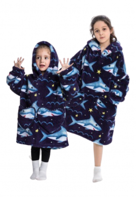 Snuggle hoodie  kind fleece – haaien